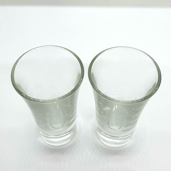 Set of 2 Italian Shot Glasses Liqueur Tumbler Clear Retro Bar Made in Italy 2 Oz - Picture 2 of 5